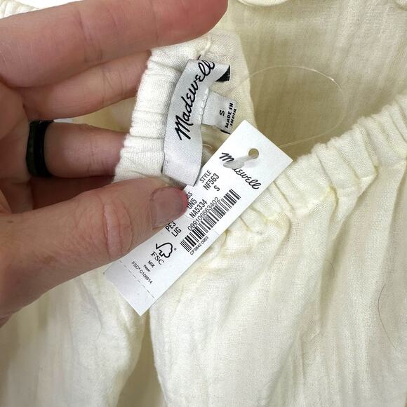 Madewell NWT Lightestspun Tie-Back White Cotton Gauze Cover-Up Jumpsuit Small - Picture 9 of 10